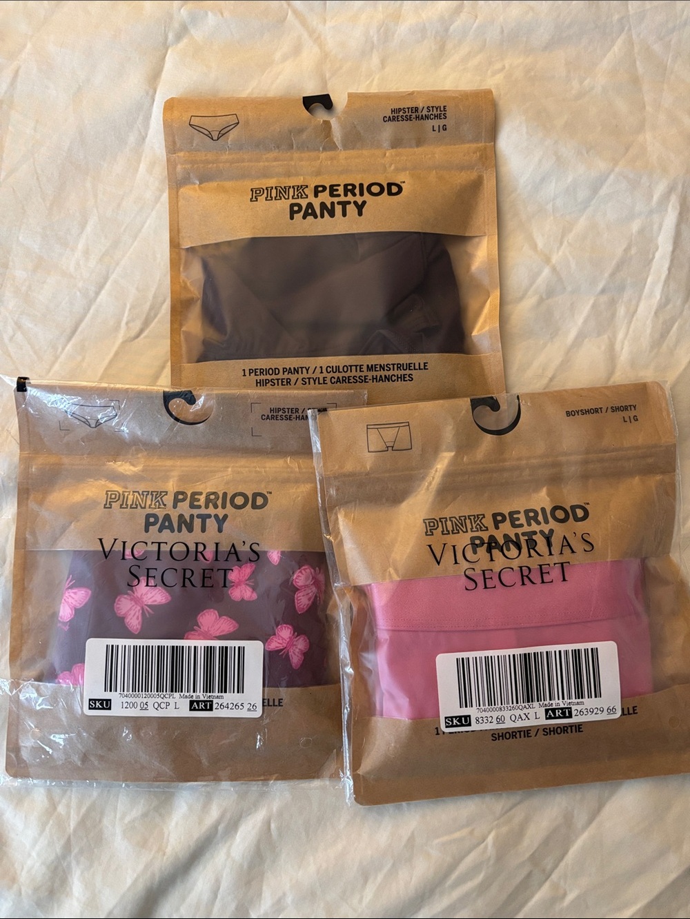 PINK Victoria's Secret Period Panty Pack - Pink, Floral, Brown